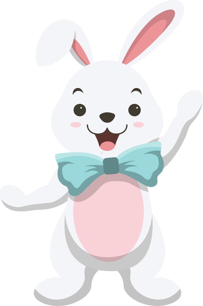 Cute white rabbit cartoon standing vector