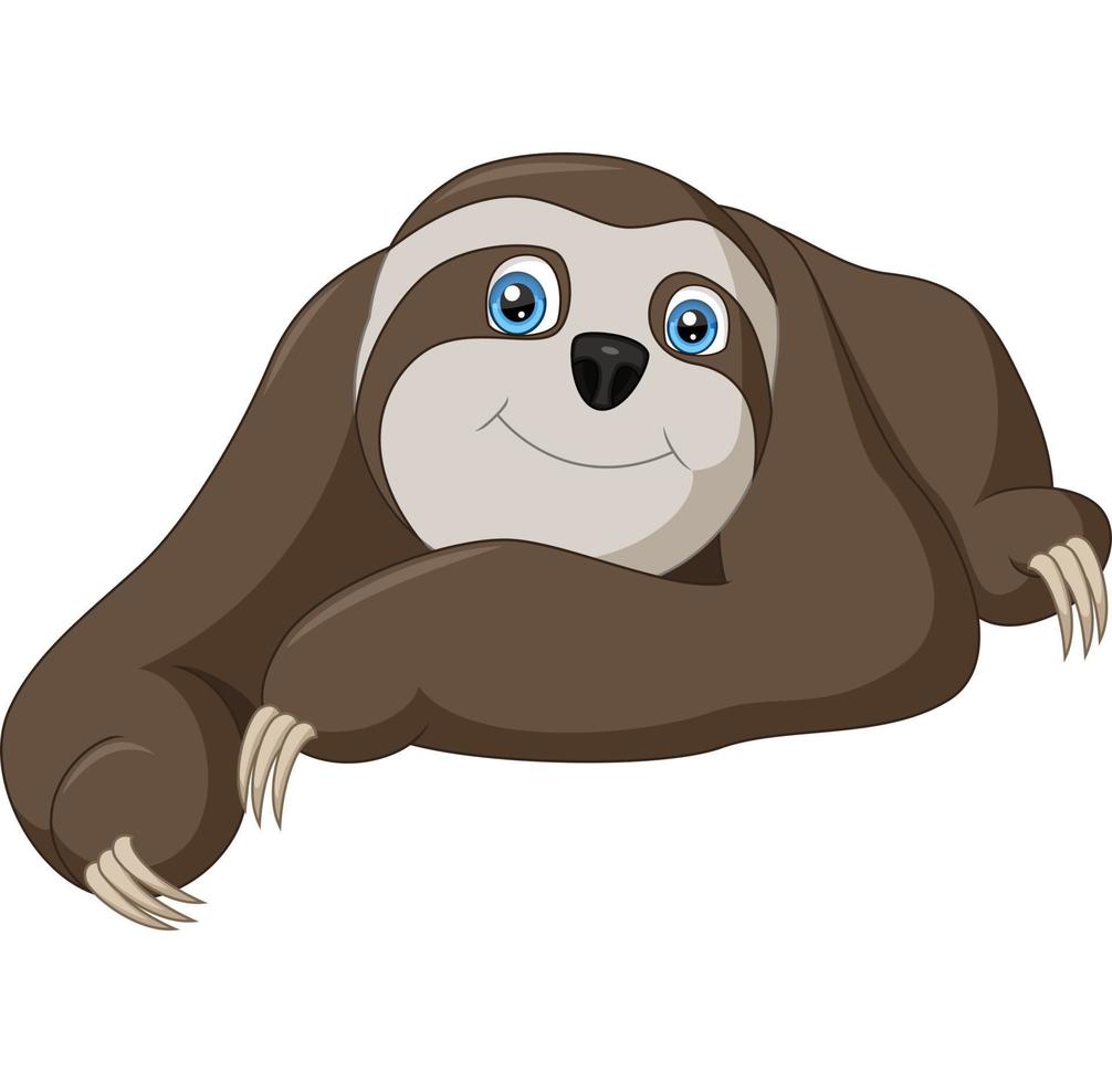 Cute baby sloth cartoon lying down vector