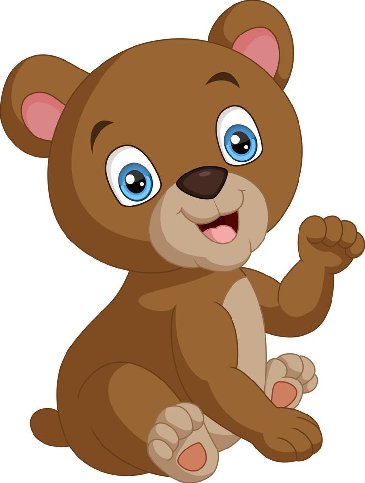 Cute little bear cartoon sitting vector