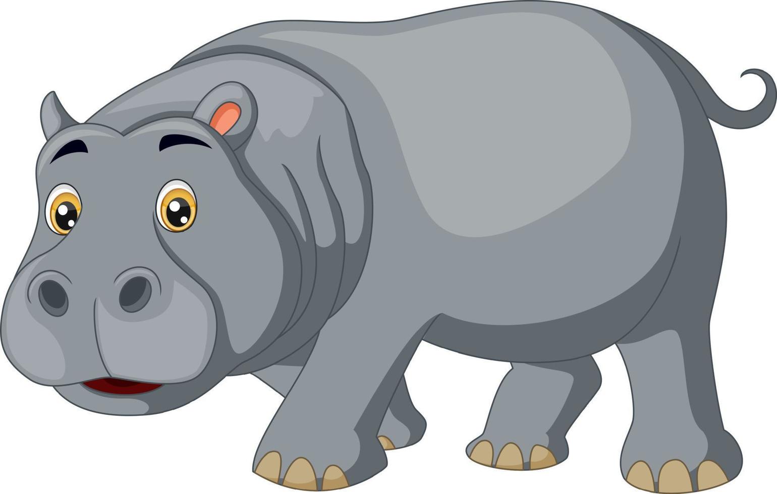 Cute hippo cartoon on white background vector