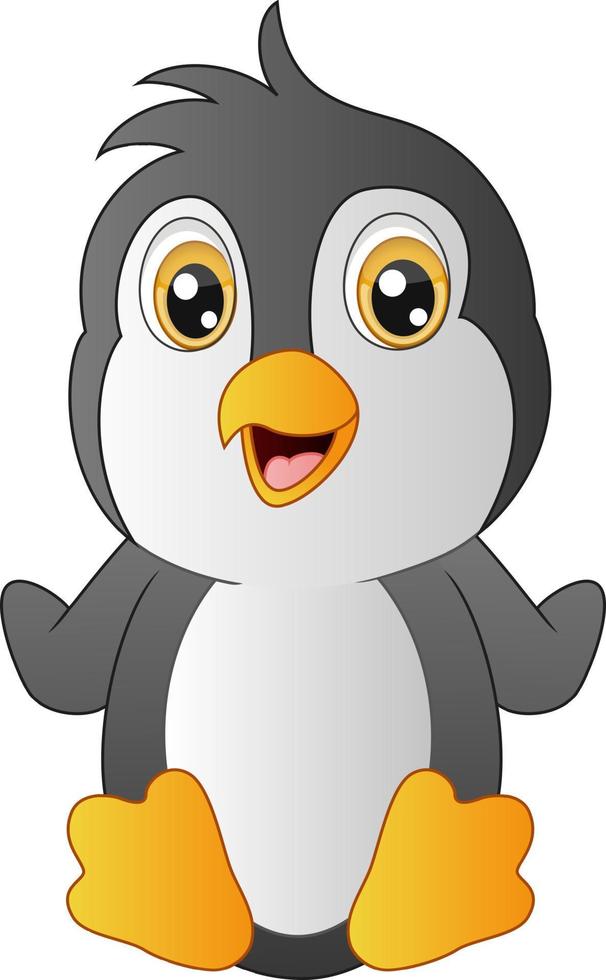 lindo, pingüino, caricatura, blanco, plano de fondo vector