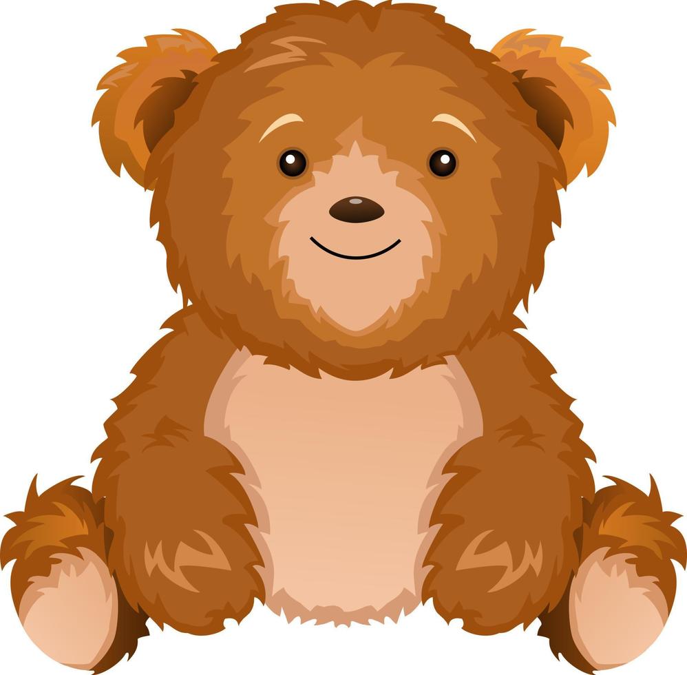 lindo oso de peluche sentado sobre fondo blanco vector