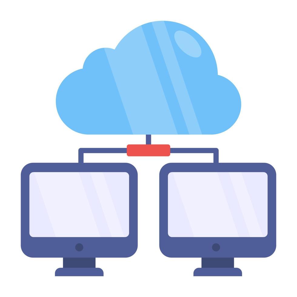 Cloud hosting icon in fiat design isolated on white background vector