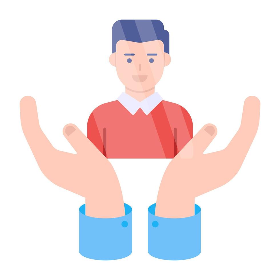 avatar en mano, icono de atención al cliente vector