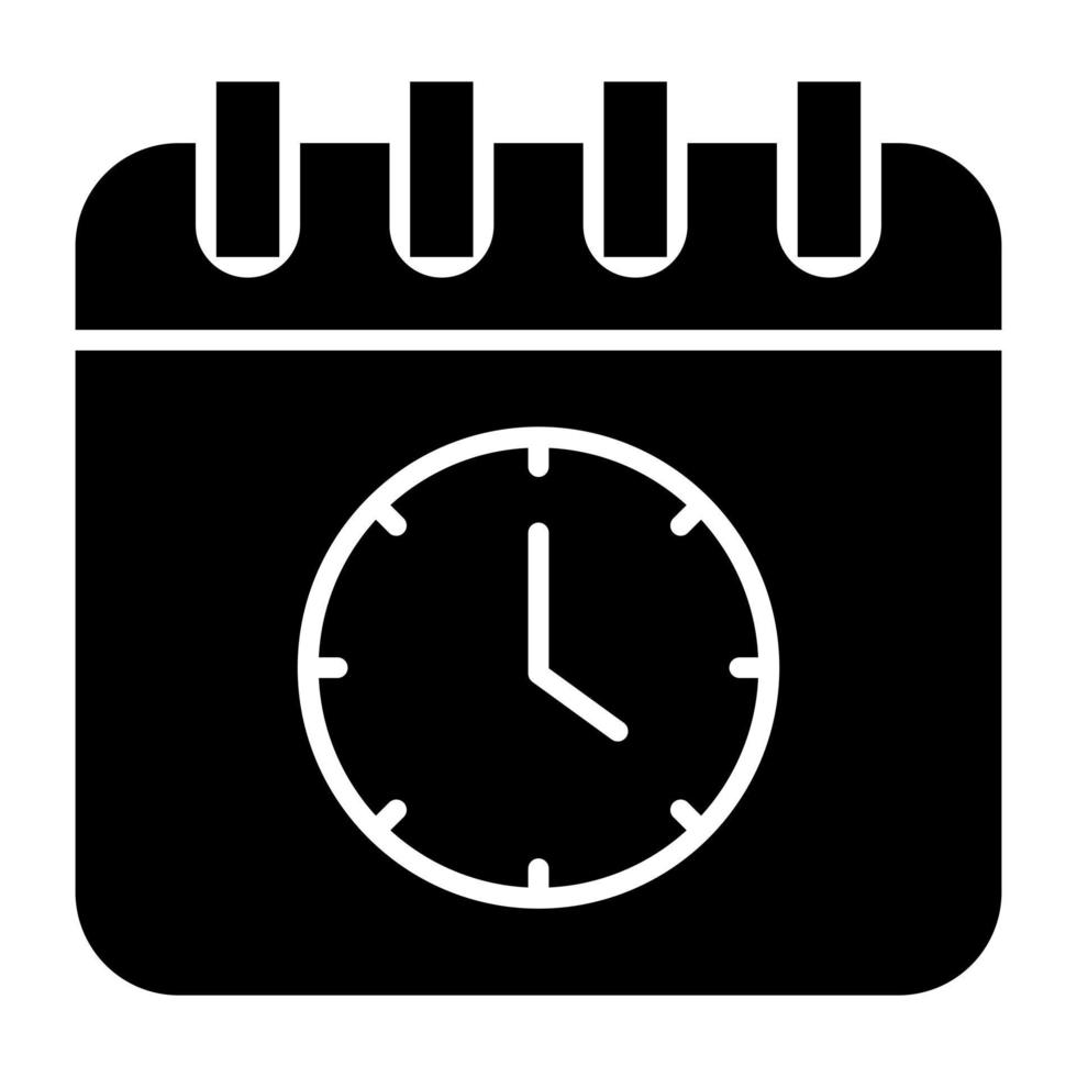 Calendar with clock showing concept of timetable vector