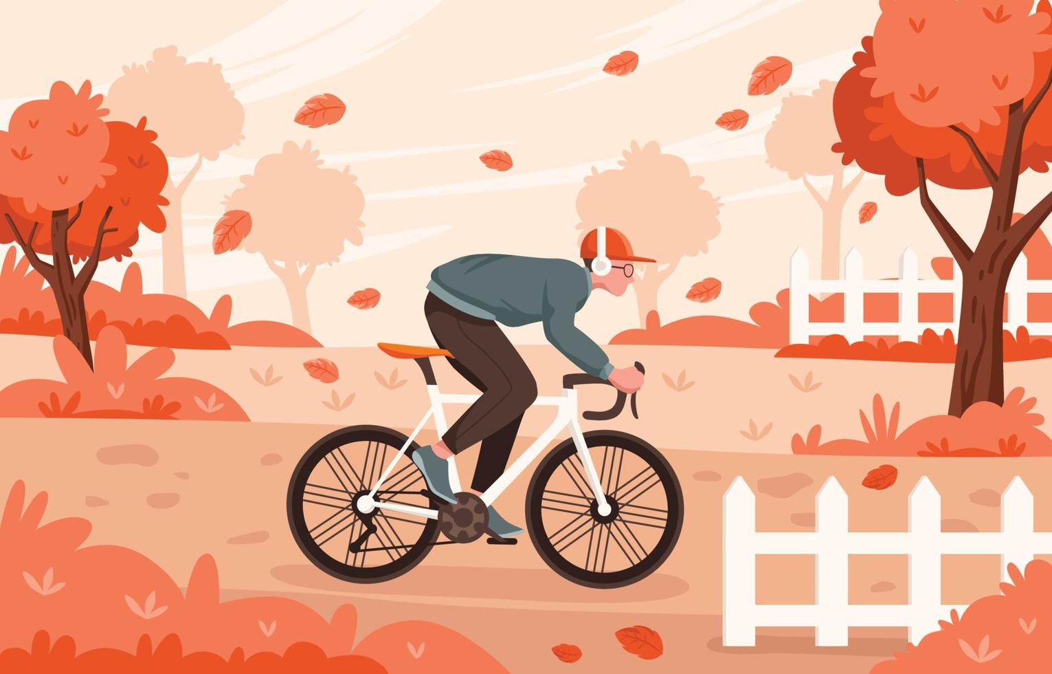 Biking In The Wind With Fallen Leaves vector