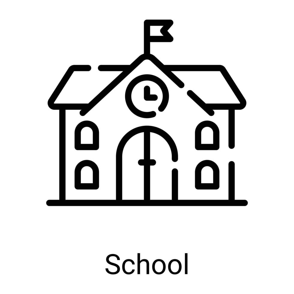 escuela, edificio línea icono aislado sobre fondo blanco vector