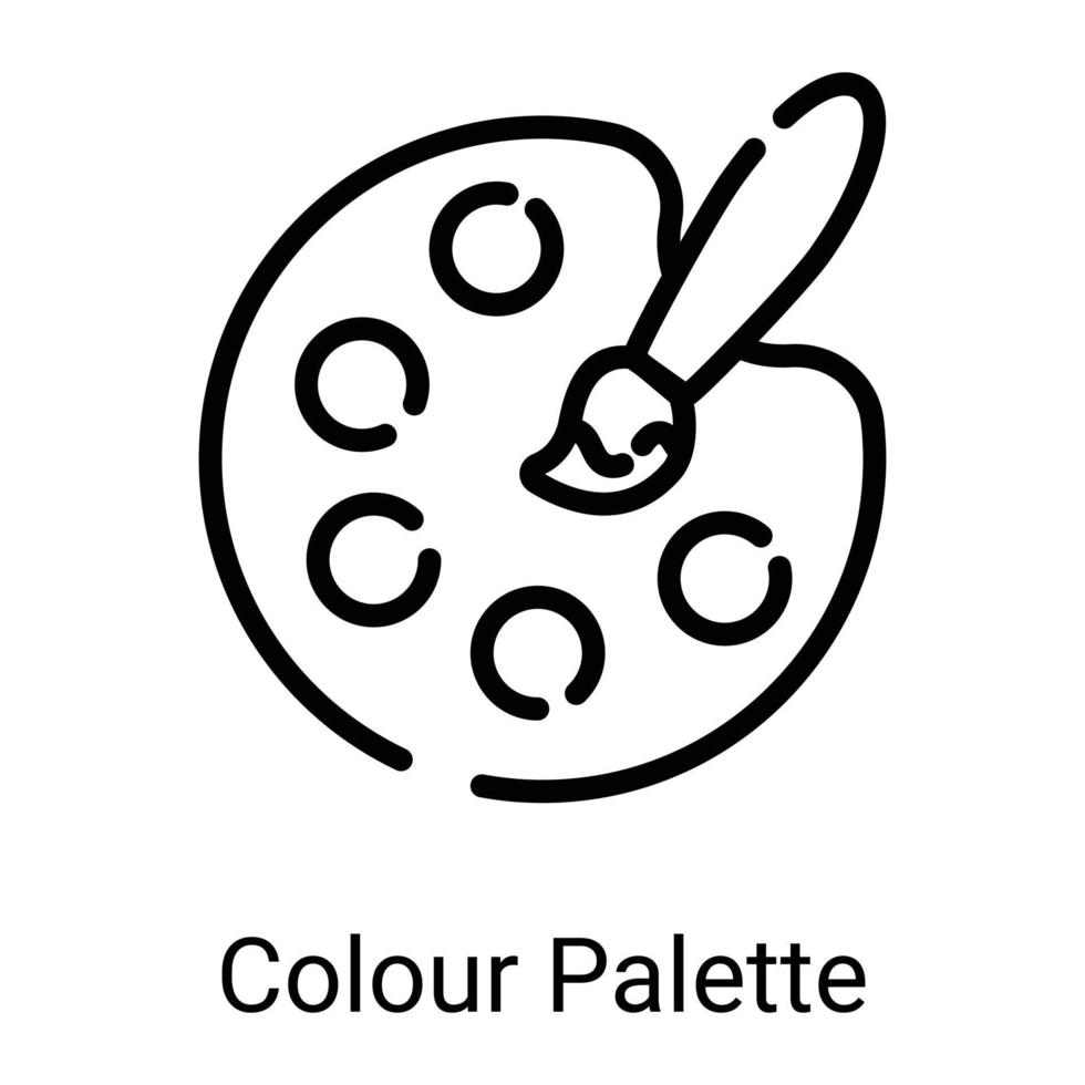 paleta de colores, icono de línea de pincel de arte aislado en fondo blanco vector