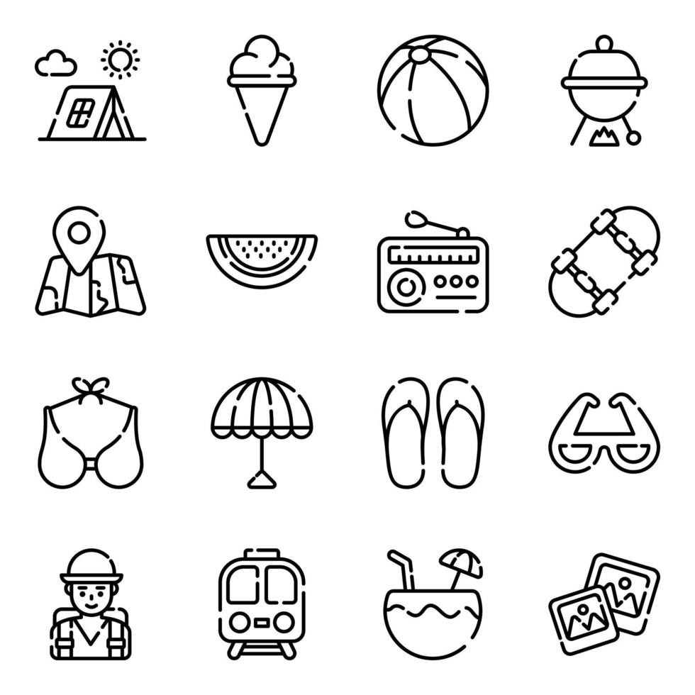 conjunto de iconos de línea de viajes y recorridos. versión ligera para web y móvil. vector
