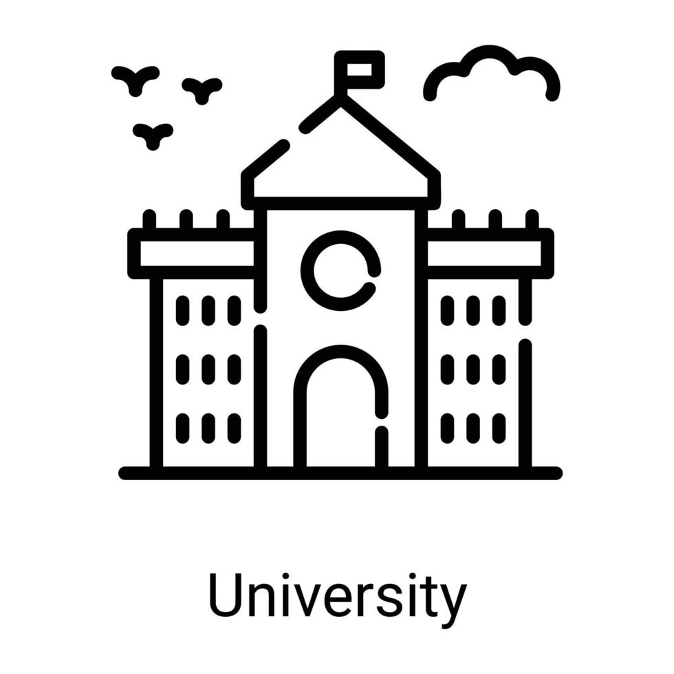 university building line icon isolated on white background vector