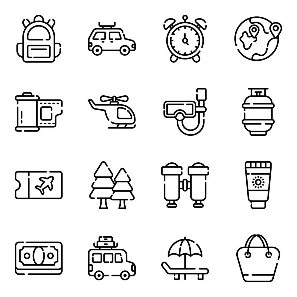 Travel and tour Line Icons set. Light version for Web and Mobile. vector