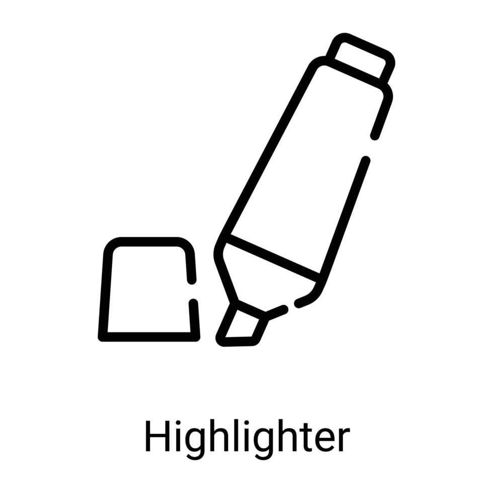 marker, high lighter line icon isolated on white background vector