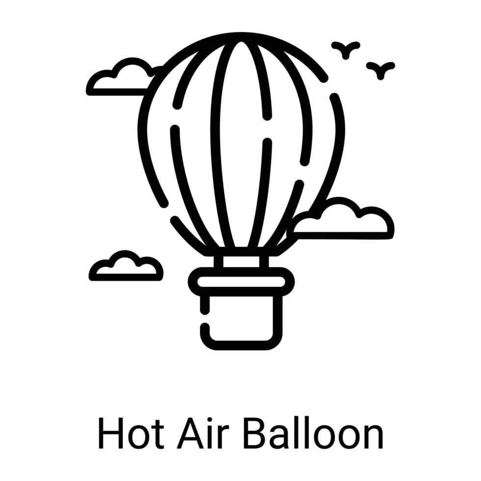 hot air balloon line icon isolated on white background vector