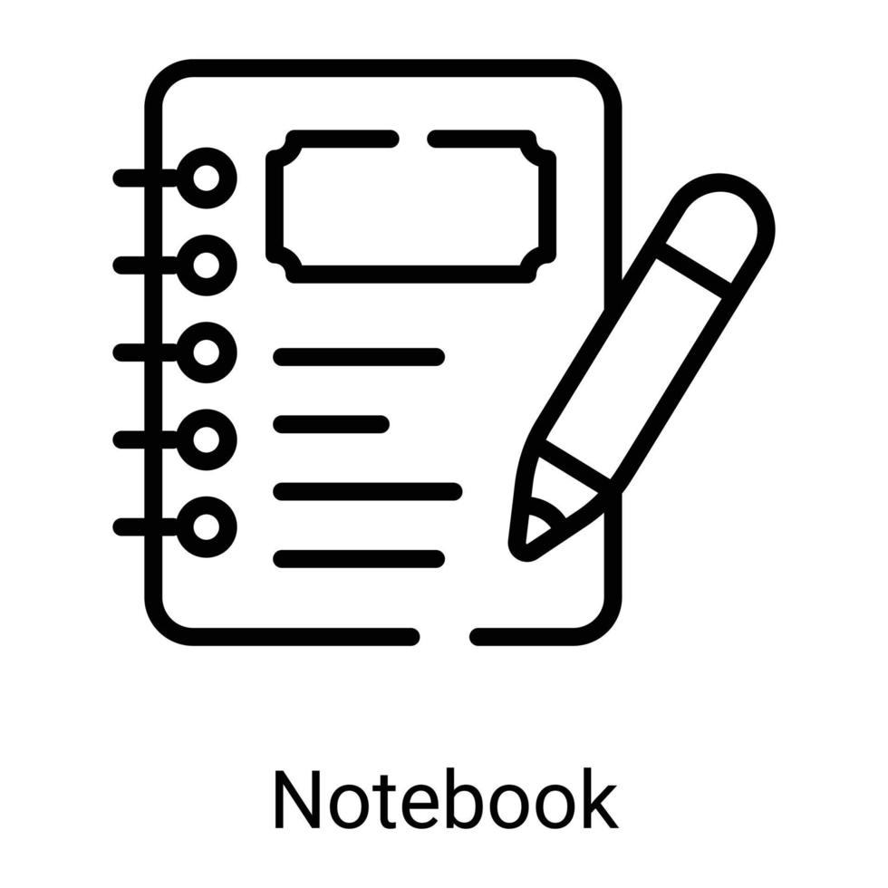 icono de línea de cuaderno aislado sobre fondo blanco vector