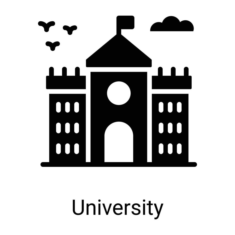 icono de línea de edificio universitario aislado sobre fondo blanco vector