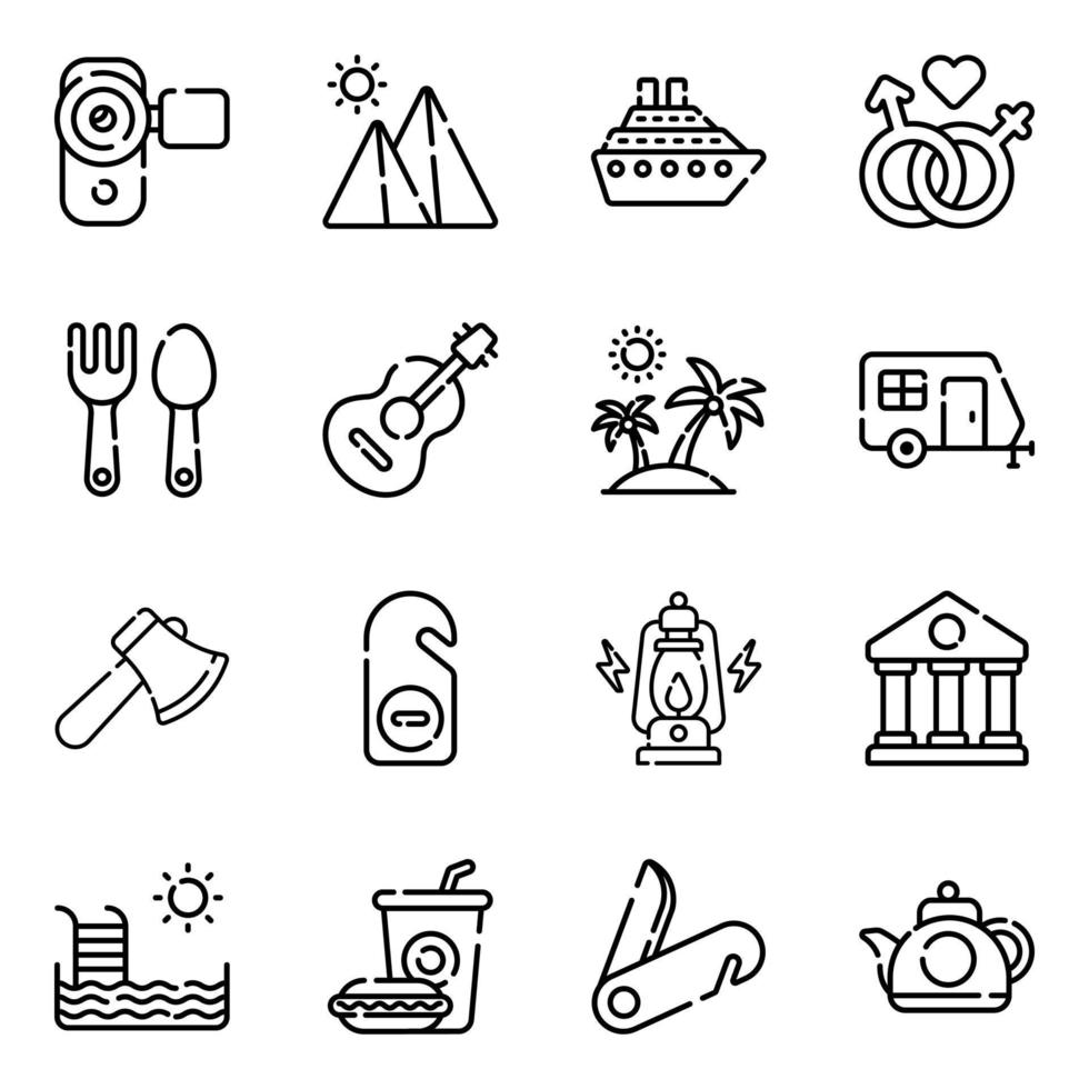 Travel and tour Line Icons set. Light version for Web and Mobile. vector