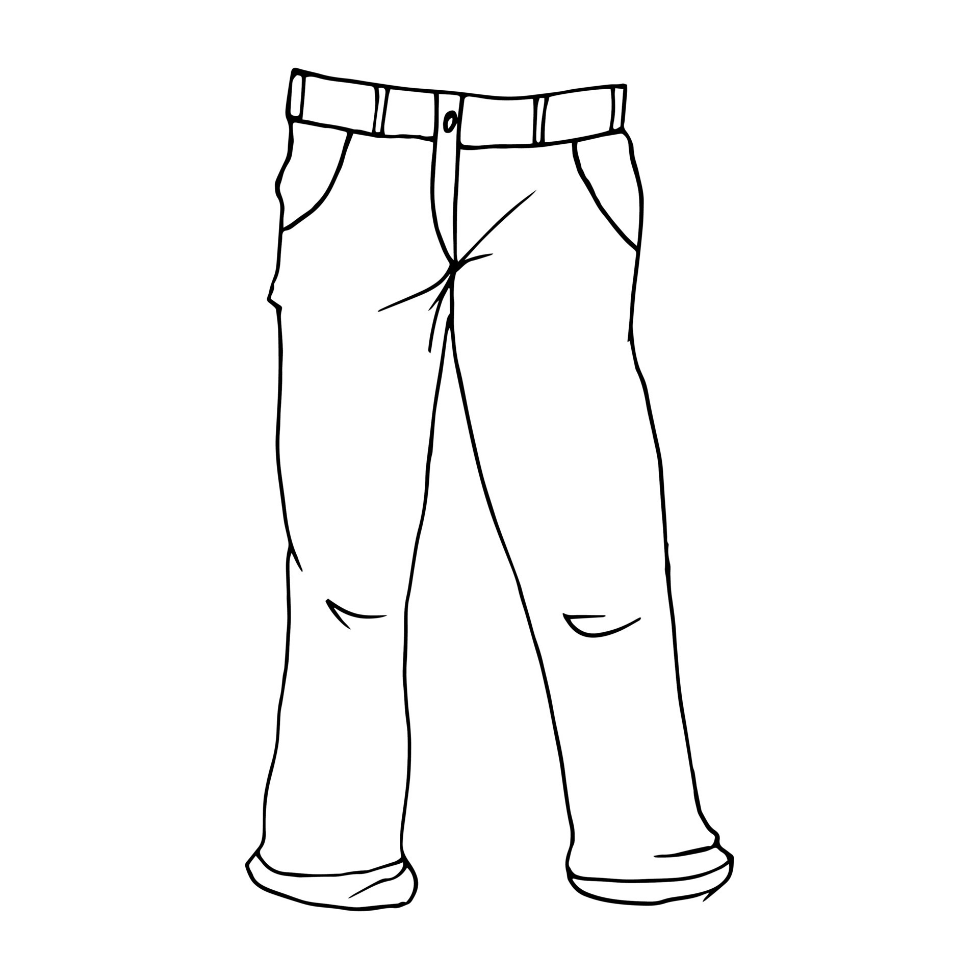 Contour drawing of men's trousers. Clothes and accessories. Design for