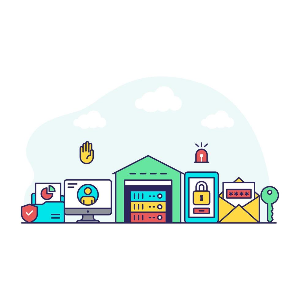 Modern design illustration of server room vector