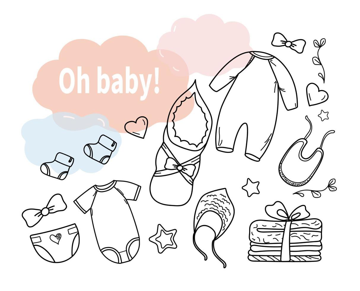 baby set doodle vector