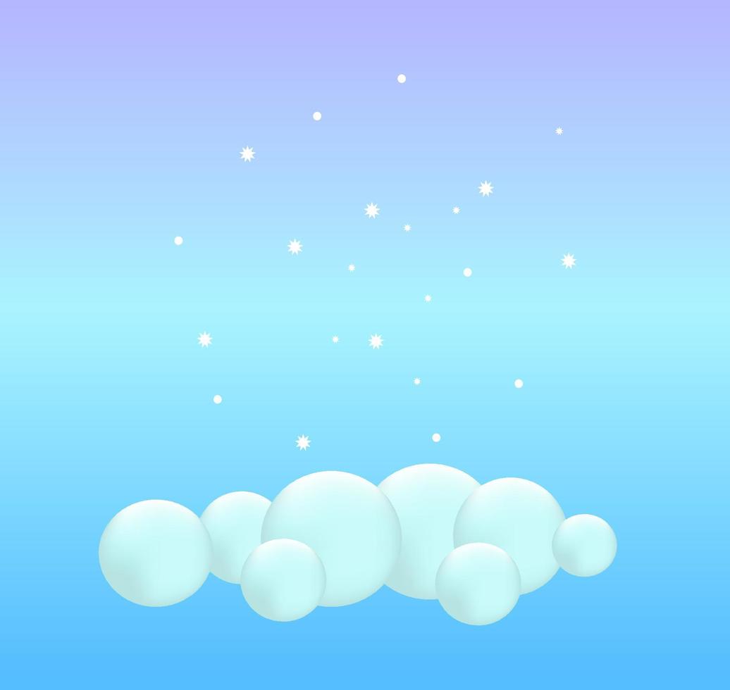 plástico de nubes. renderizado 3d realista nubes de invierno. ilustración vectorial vector