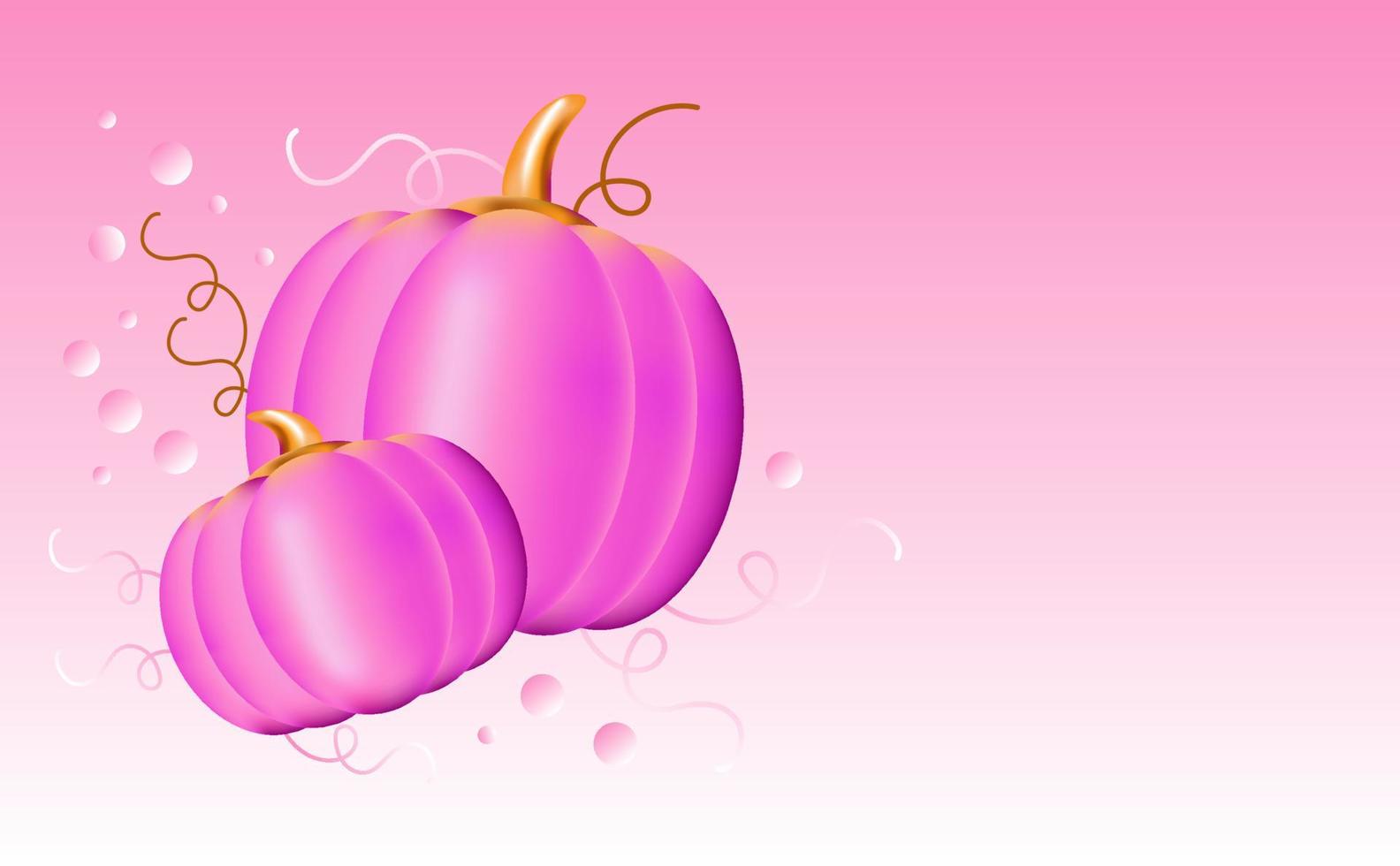 3d render realistic pink golden pumpkin, Thanksgiving background vector. vector