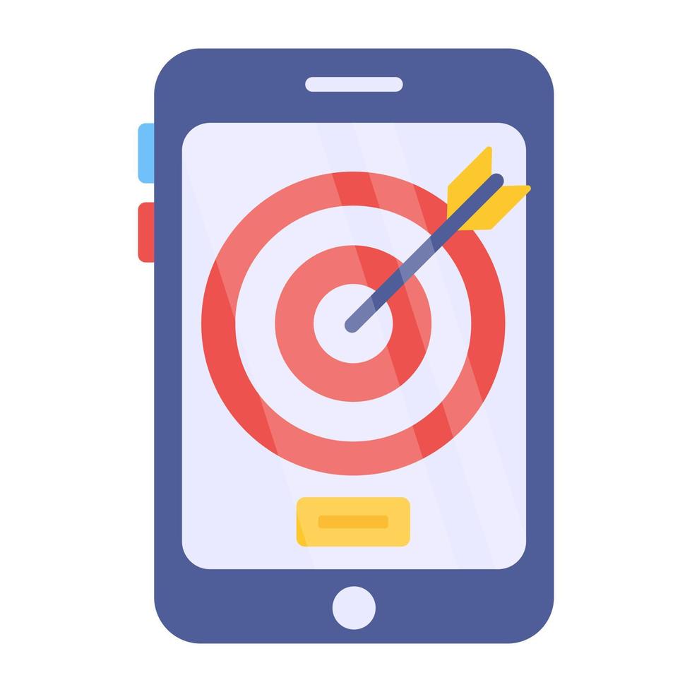 Dartboard inside smartphone, icon of mobile vector