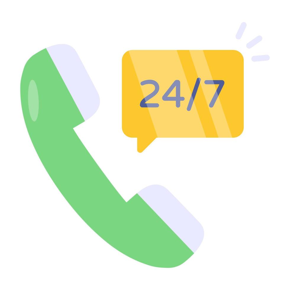 24 7hr service icon in flat design vector