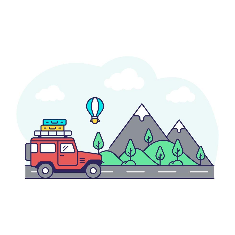 ilustración de diseño plano de viajes por carretera vector