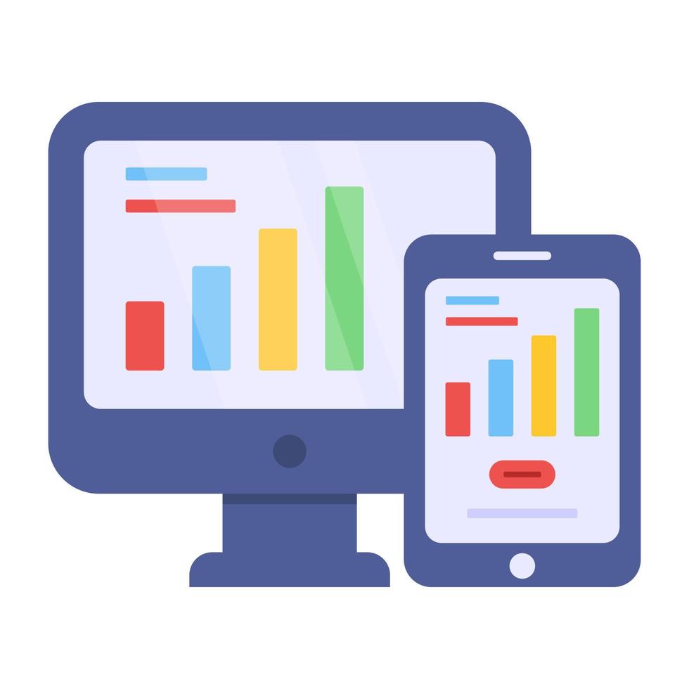 A flat design icon of responsive design vector