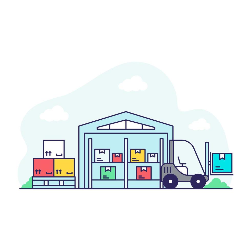 Flat design illustration of warehouse vector