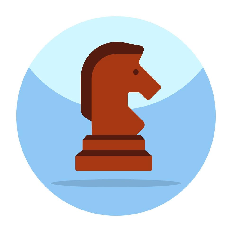 Strategy game icon, flat design of chess knight vector