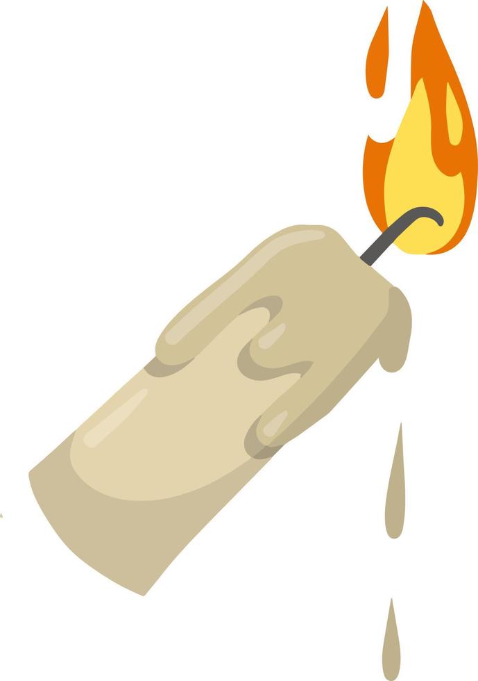 Candle with fire. flame with wick. Wax object for lighting. vector