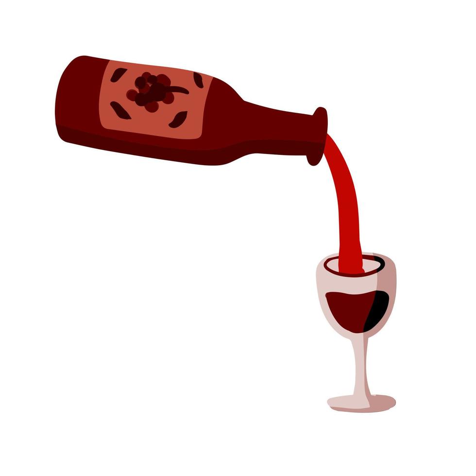 Bottle of wine and shot glass. vector