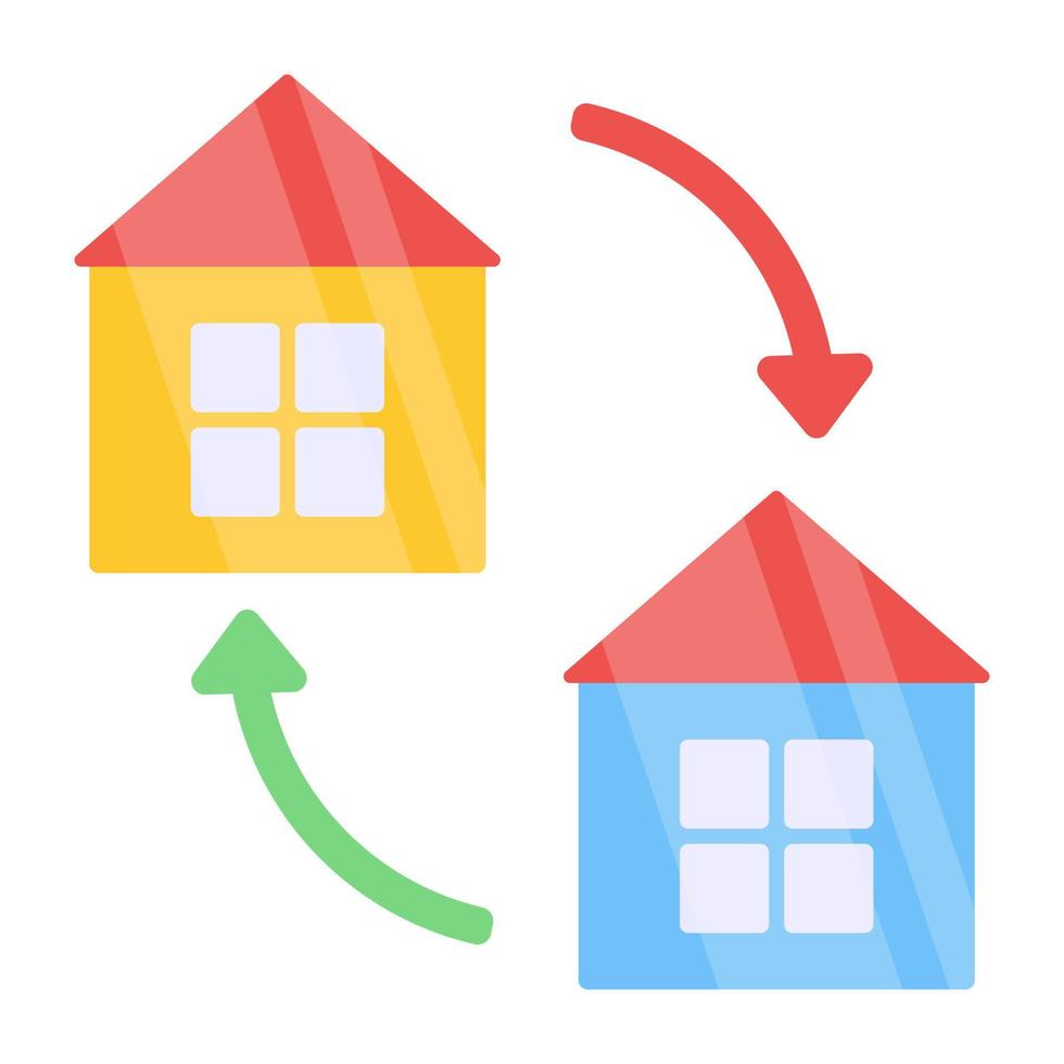 icono de diseño plano de intercambio de casas vector