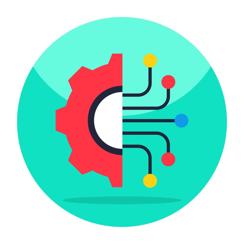 Nodes with gear, icon of network setting vector