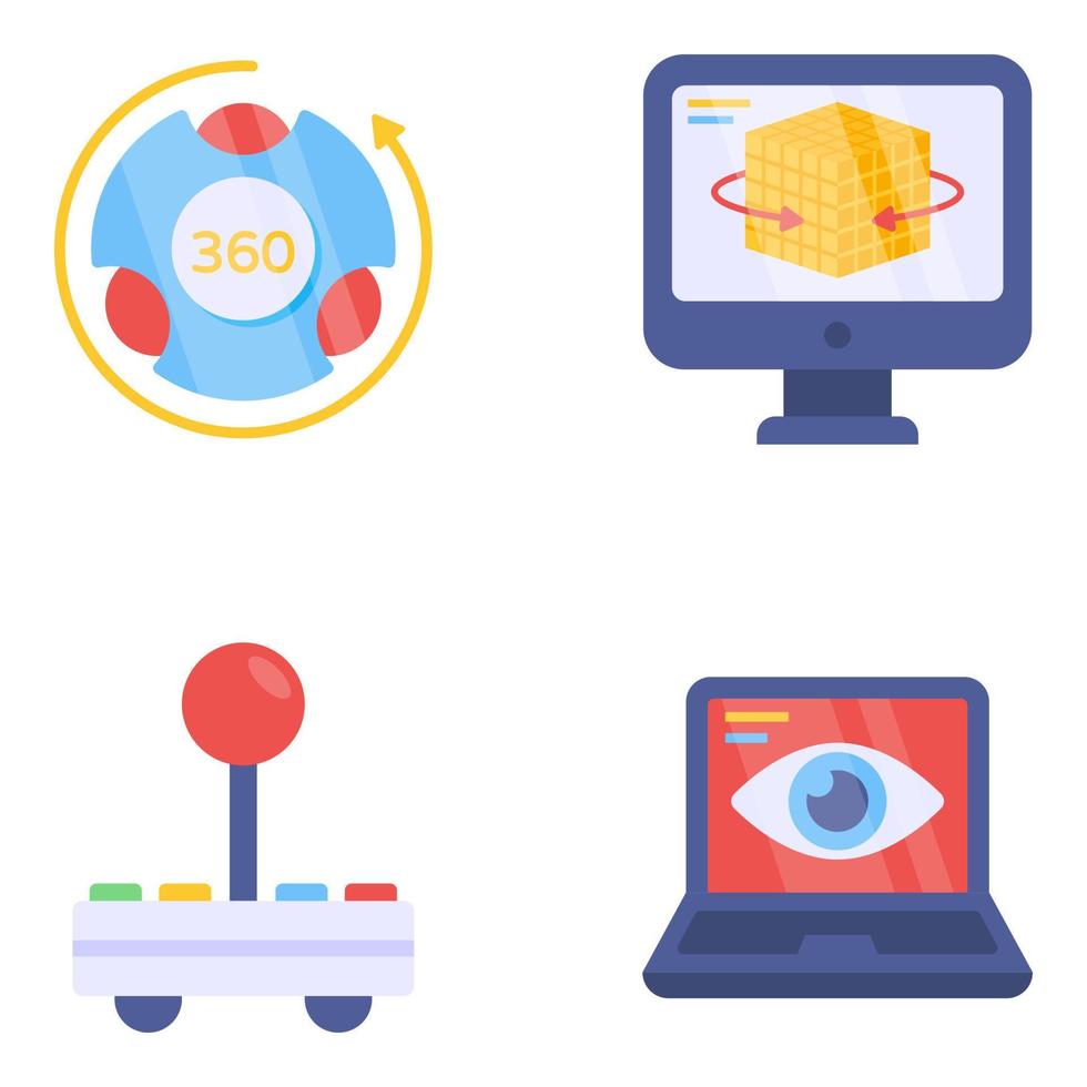 paquete de iconos planos de tecnología vector