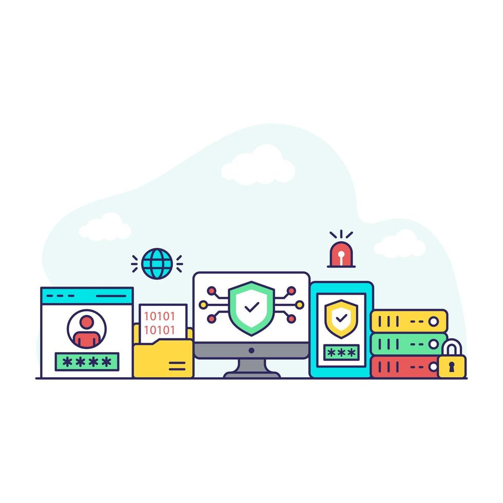 A trendy design illustration of system protection vector