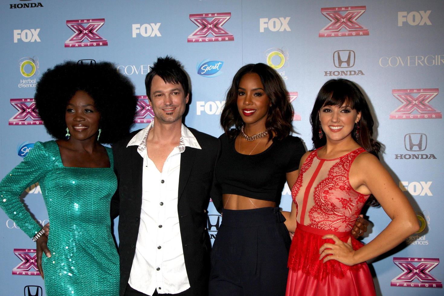 LOS ANGELES, NOV 4 - Lillie McCloud, jeff Gutt, Kelly Rowland, Rachel Potter at the 2013 X Factor Top 12 Party at SLS Hotel on November 4, 2013 in Beverly Hills, CA photo