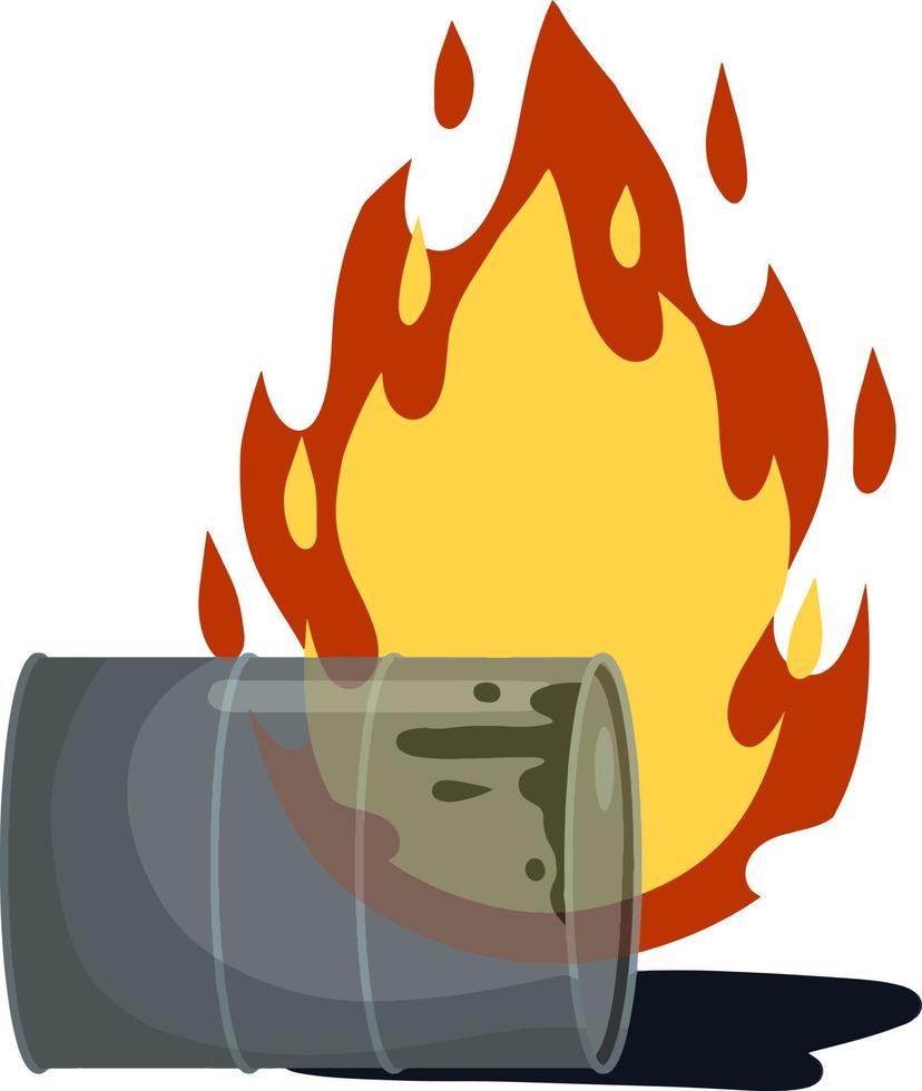 Burning barrel. Trash can and fire. vector