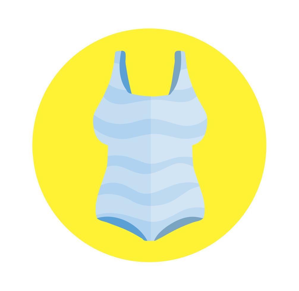 Blue bathing suit. Women beachwear. Modern fashionable One-piece swimsuit for swimming and sports. Flat cartoon icon vector