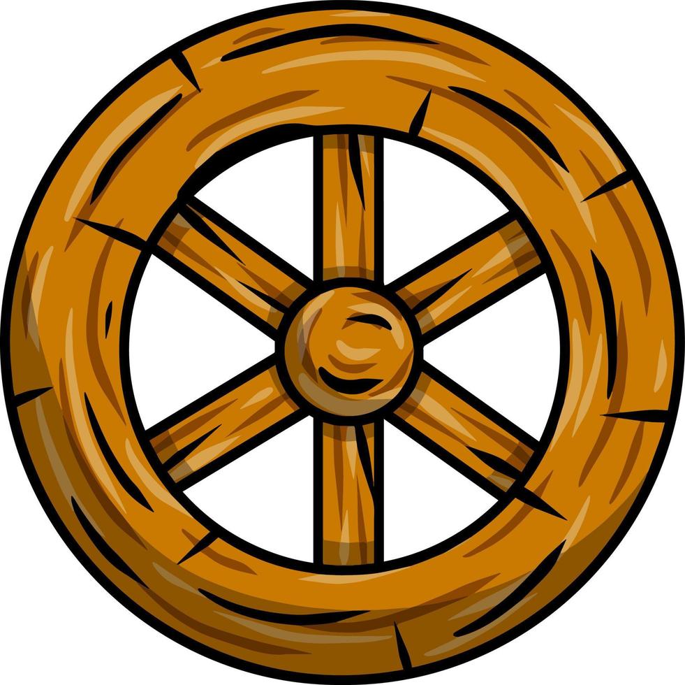 Old wooden cart wheels. vector