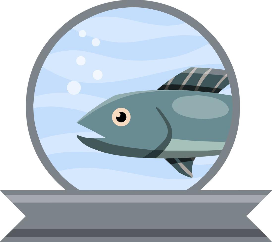 Logo of fish in circle. Flat cartoon vector