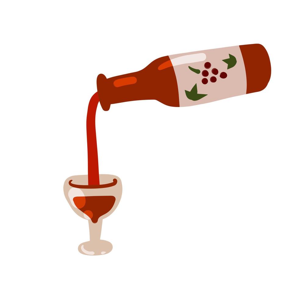 Bottle of wine and shot glass. vector