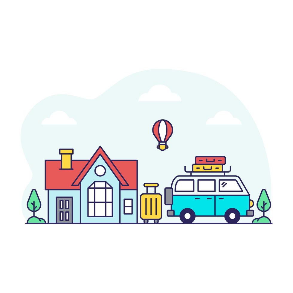 Flat design illustration of road trip vector