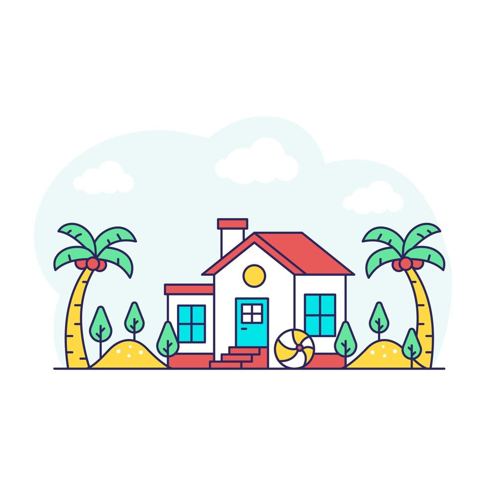 un diseño de ilustración de casa de playa vector