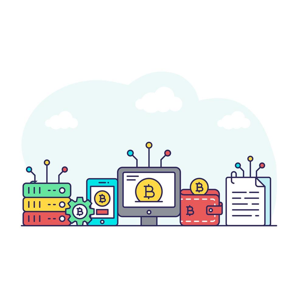 Perfect design illustration of online bitcoin vector