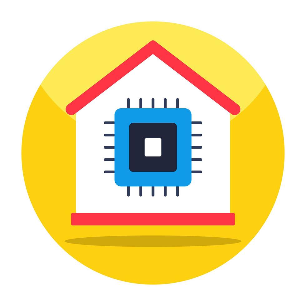 Flat design icon of smart home processor vector