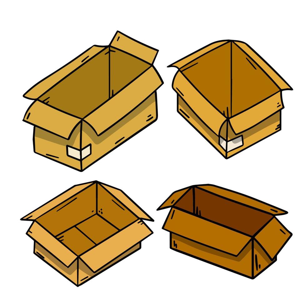 Box. Set of cardboard containers. vector