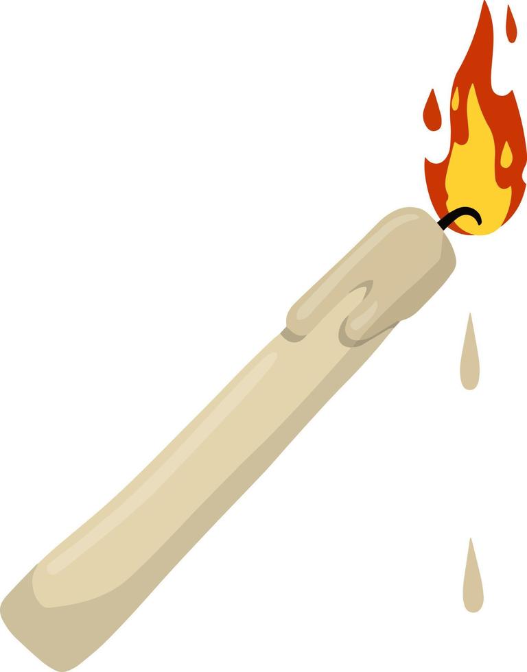 Candle with fire. flame with wick. Wax object for lighting. vector