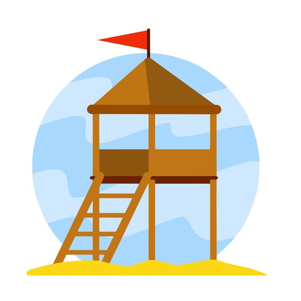 torre de playa de rescate. torre de vigilancia de la vida marina. vector